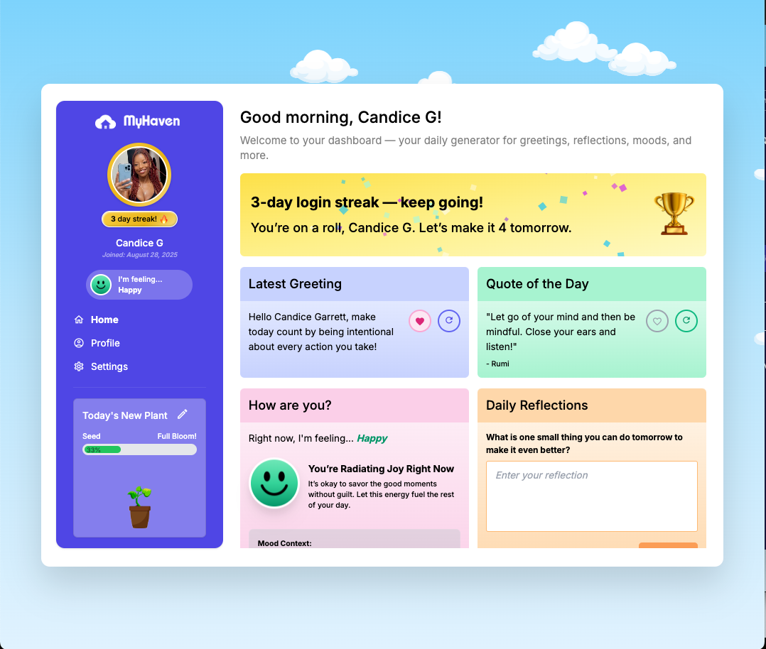 MyHaven: Homepage